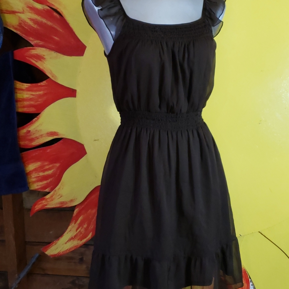 Adorable chocolate silk dress.